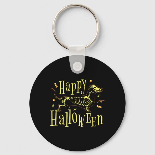 Happy Halloween Dog - Funny Halloween Key Ring (Front)