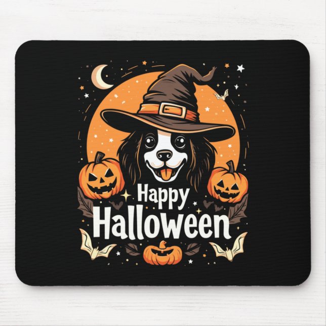 Happy Halloween Dog Long Sleeve Mouse Pad (Front)
