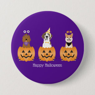 Happy Halloween Dogs In Pumpkins 7.5 Cm Round Badge