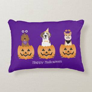 Happy Halloween Dogs In Pumpkins Decorative Cushion