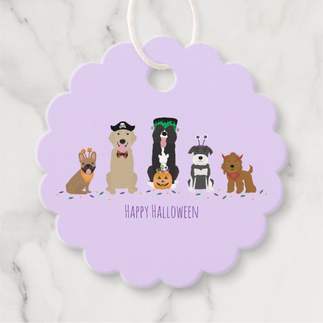 Happy Halloween Dogs Purple Favour Tags (Front)