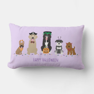 Happy Halloween Dogs Purple Lumbar Cushion