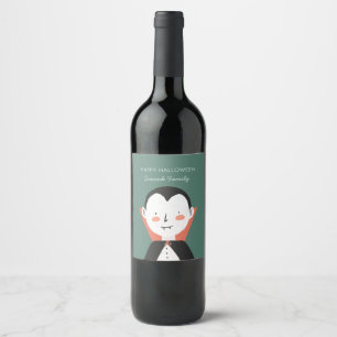 Happy Halloween Dracula Wine Label
