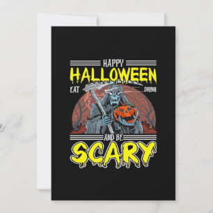 Happy Halloween Eat Drink And Be Scary Cool Holiday Card