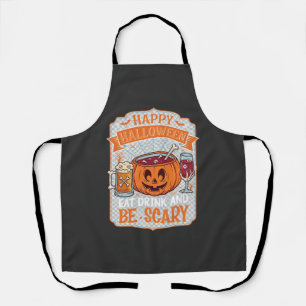 Happy Halloween Eat Drink Be Scary Pumpkin Cauldro Apron