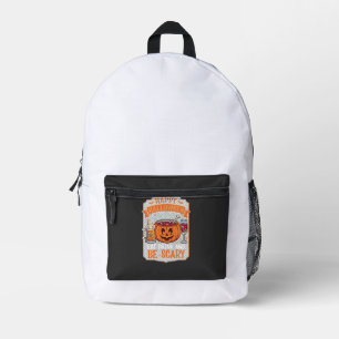 Happy Halloween Eat Drink Be Scary Pumpkin Cauldro Printed Backpack