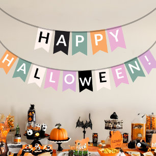 Happy Halloween Elegant Pastel And Black Color  Bunting
