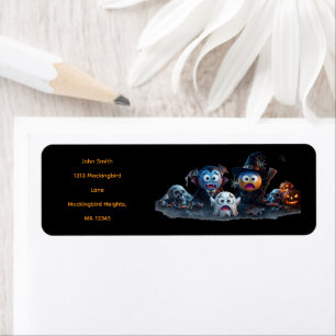 Happy Halloween Emoji Napkins. Return Address Label