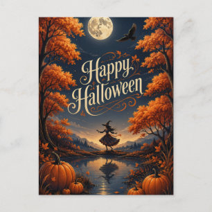 Happy Halloween Enchanted Autumn Pumpkin Holiday Postcard
