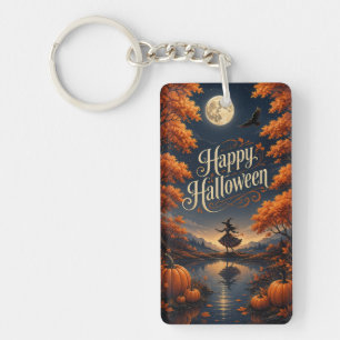 Happy Halloween Enchanted Autumn Pumpkin Key Ring
