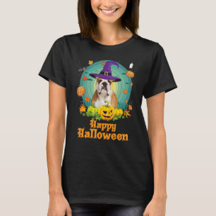 Happy Halloween English Bulldog Dog Pumpkin Witch  T-Shirt
