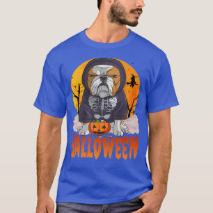 Happy Halloween English Bulldog Pumpkin Witch T-Shirt