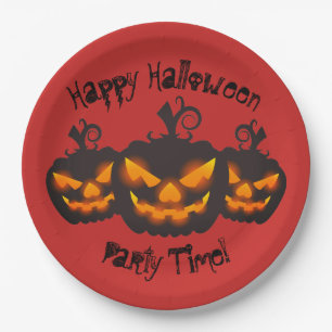 Happy Halloween Evil Pumpkins Paper Plate