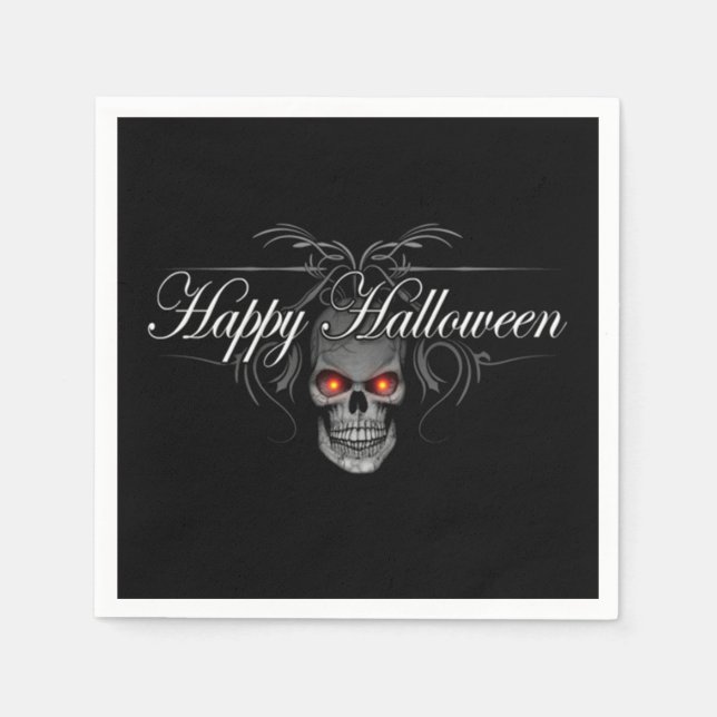 Happy Halloween Evil Skull Napkin (Front)