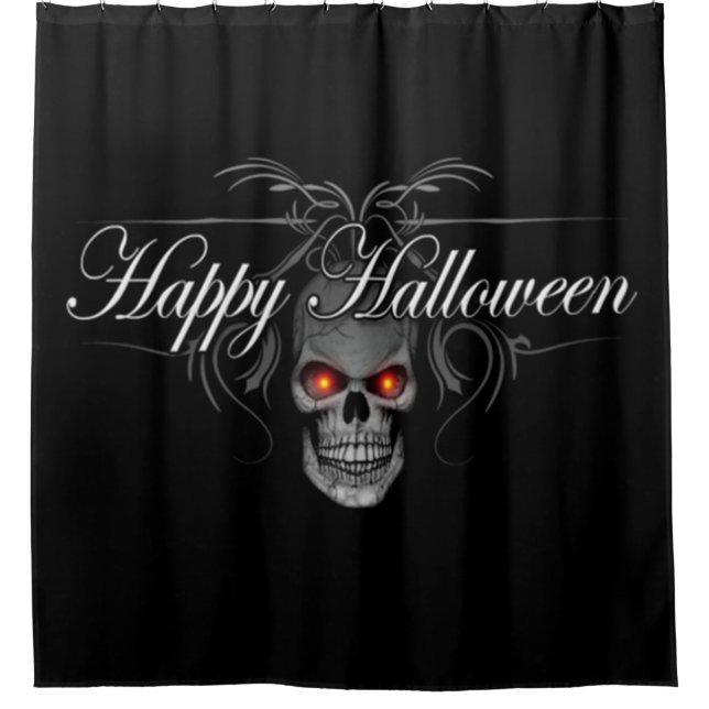 Happy Halloween Evil Skull Shower Curtain (Front)
