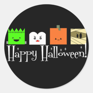 Happy Halloween Faces Classic Round Sticker