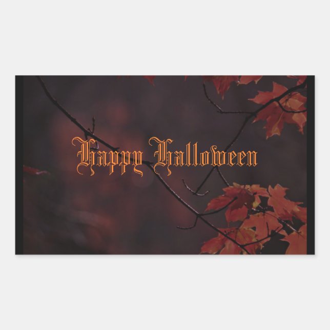Happy Halloween fall foliage Rectangular Sticker (Front)