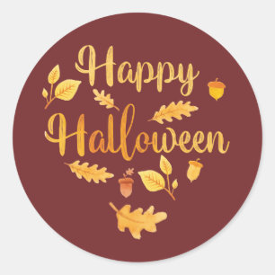 Happy Halloween Fall Leaves Stickers