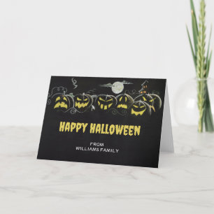 happy halloween family card, vintage halloween invitation