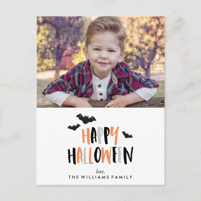 Happy Halloween Family Photo Announcement Postcard (Front)