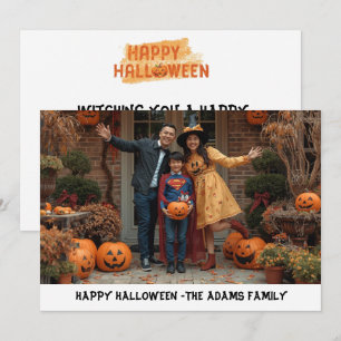 Happy halloween family photo card, halloween