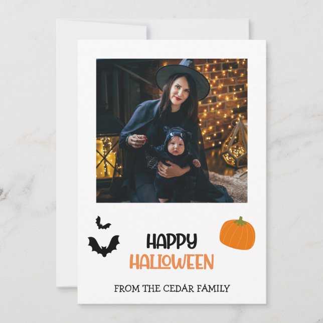 "Happy Halloween" Family Photo Holiday Card (Front)