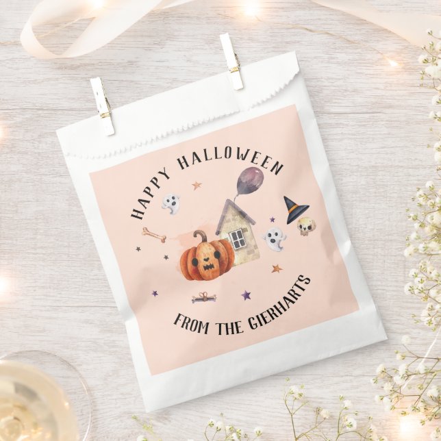 Happy Halloween Family Treats Custom Party Favour Bag (Clipped)