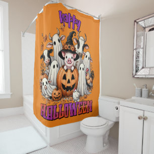 Happy Halloween Farm Shower Curtain