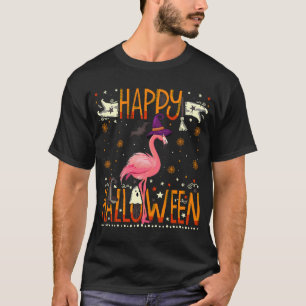 Happy Halloween Flamingo Witch Hat Halloween T-Shirt
