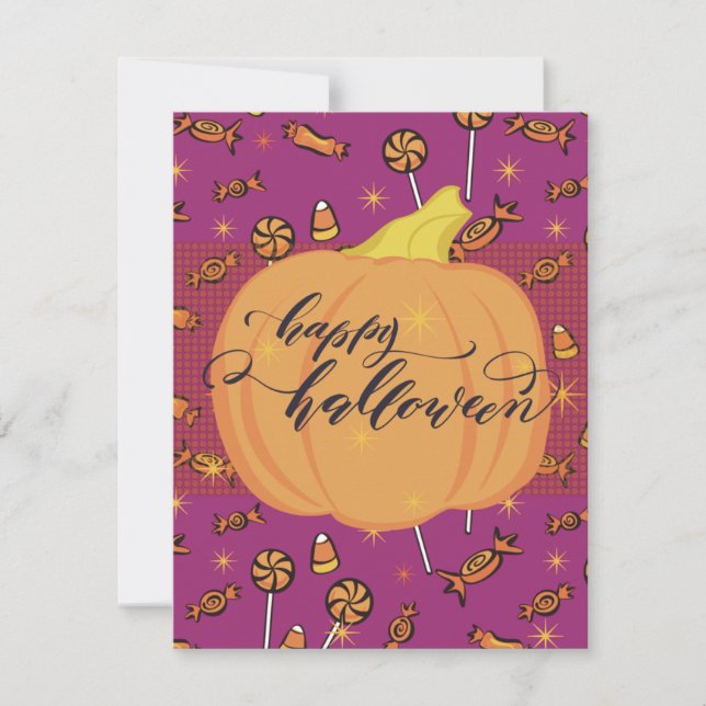 Happy Halloween Flat 4.25 x 5.5 Pumpkin Card (Front)