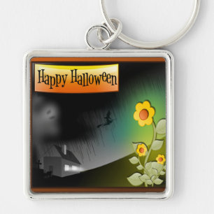 Happy Halloween & Flowers - Key Ring