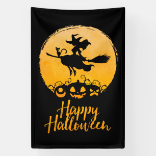 Happy Halloween Flying Witch Banner