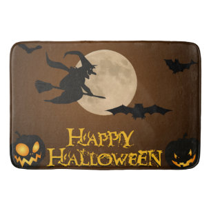 "HAPPY HALLOWEEN" FLYING WITCH BATH MAT
