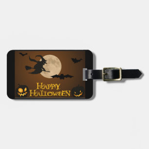 "HAPPY HALLOWEEN" FLYING WITCH LUGGAGE TAG