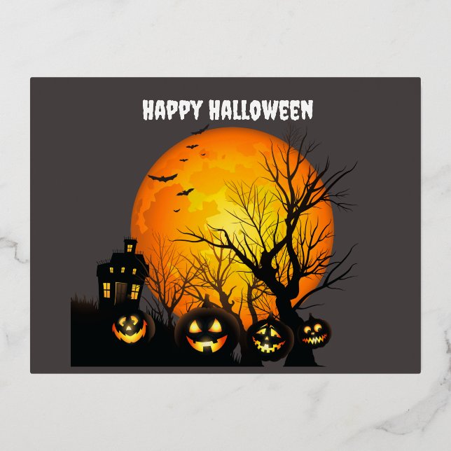 Happy Halloween Foil Holiday Post Card (Front)