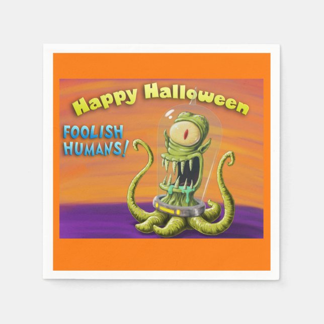 Happy Halloween Foolish Humans Napkin (Front)