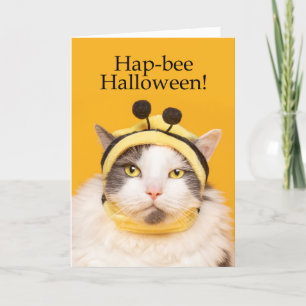 Happy Halloween For Anyone Cat in Bee Cosutme Holiday Card