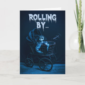 Happy Halloween For Anyone Creepy Doll in Stroller Holiday Card