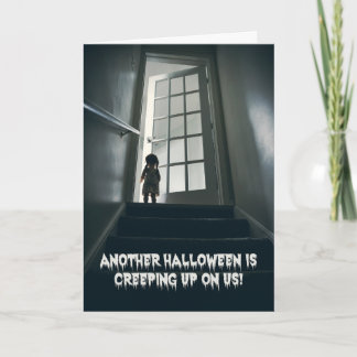 Happy Halloween For Anyone Creepy Doll Stairway Holiday Card
