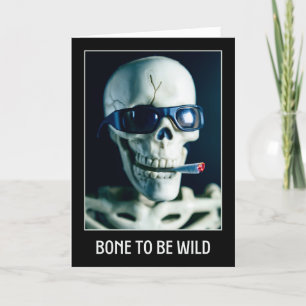 Happy Halloween For Anyone Funny Skeleton Smoking Holiday Card