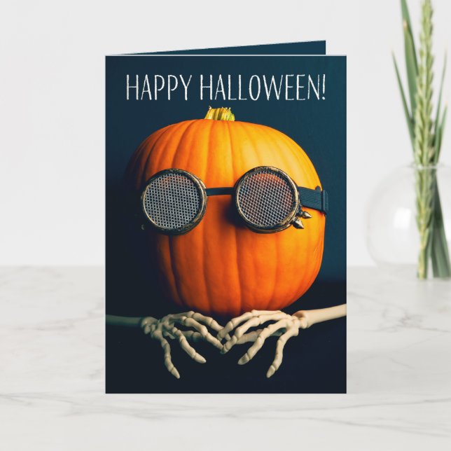 Happy Halloween For Anyone Stay Weird Pumpkin  Holiday Card (Front)