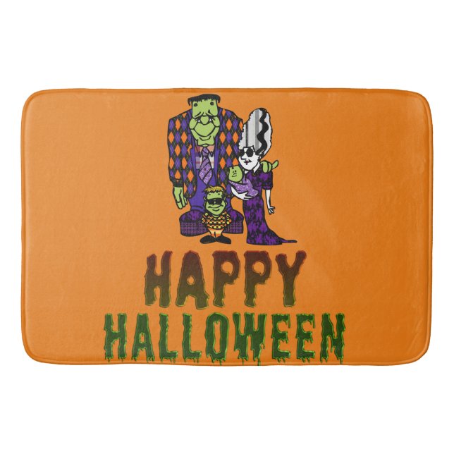 Happy Halloween Frankenstein Family Bath Mat (Front)