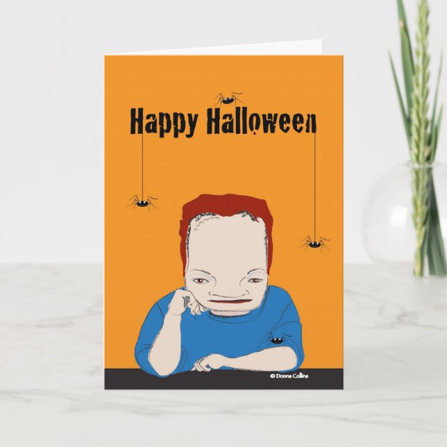 Happy Halloween Frankenstein spider card (Front)
