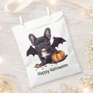 Happy Halloween French Bulldog Bat Wings Pumpkins Favour Bag