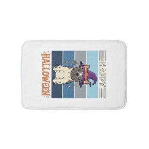 Happy Halloween French Bulldog Witch Spider Web Ca Bath Mat