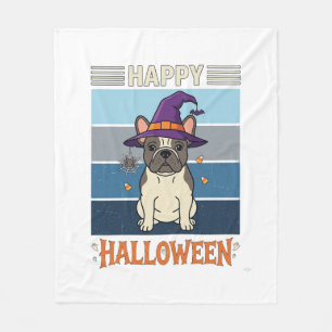 Happy Halloween French Bulldog Witch Spider Web Ca Fleece Blanket