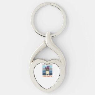 Happy Halloween French Bulldog Witch Spider Web Ca Key Ring