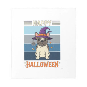 Happy Halloween French Bulldog Witch Spider Web Ca Notepad