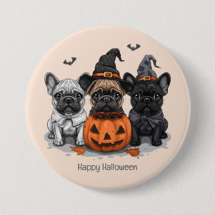 Happy Halloween French Bulldogs 7.5 Cm Round Badge