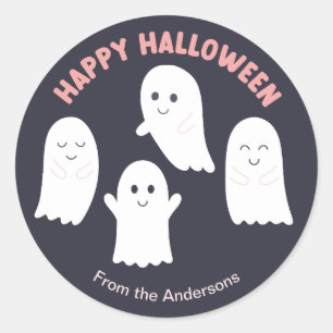 Happy Halloween Friendly Ghosts Classic Round Sticker